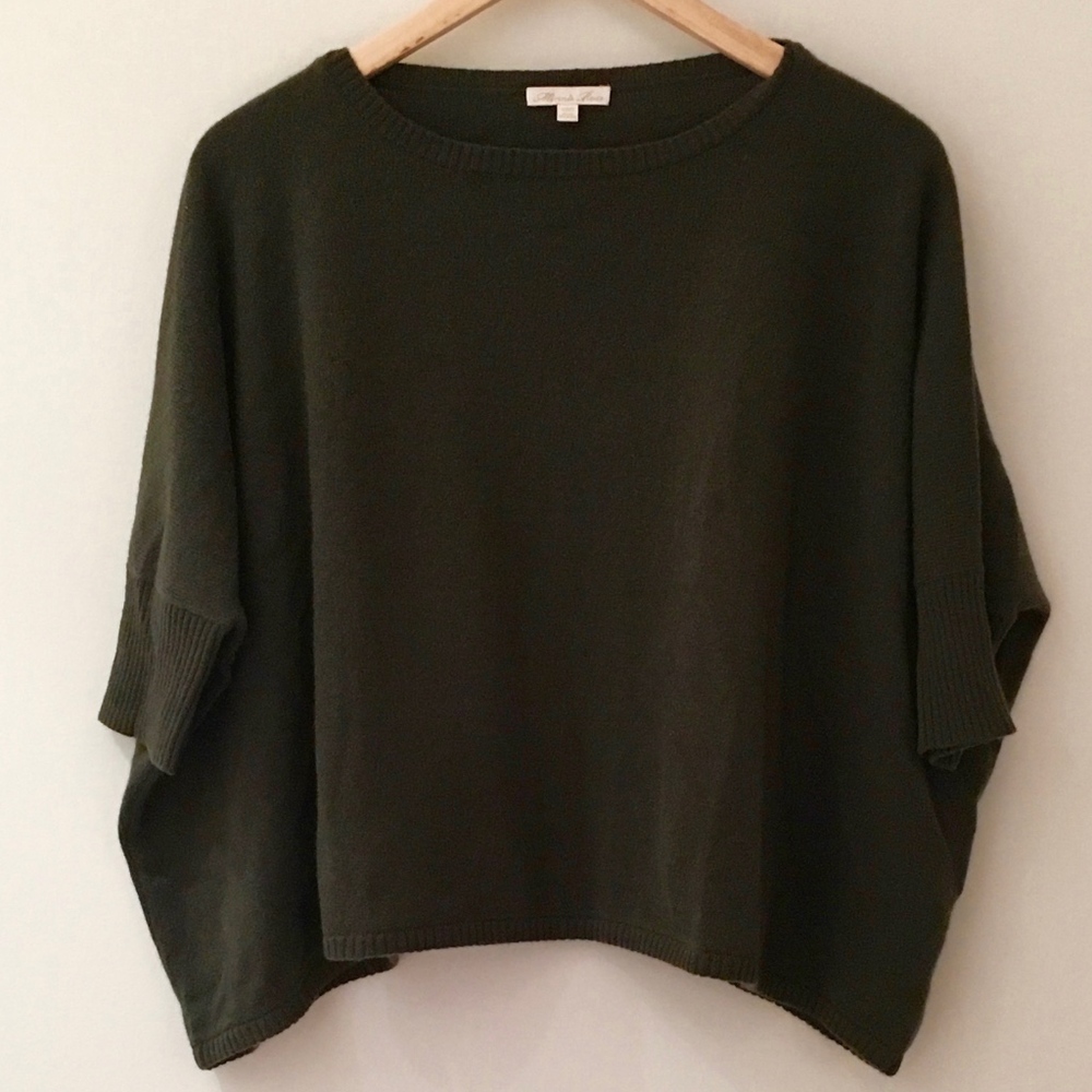 Minnie Rose Cashmere Cropped Olive Green Sweater